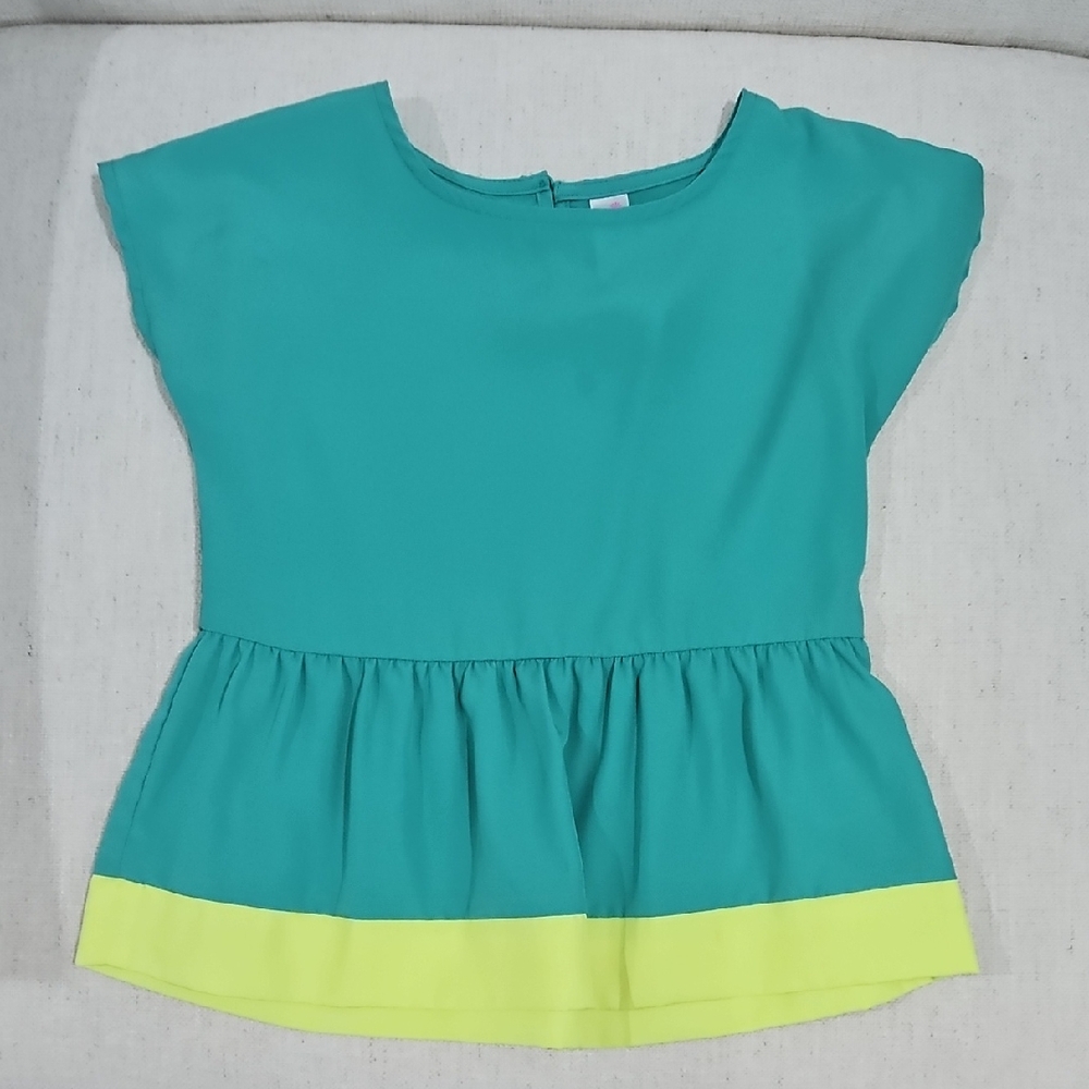 Cherokee Teal and Lime Kids Blouse